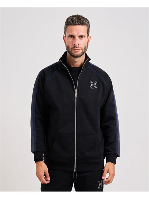 Felpa uomo Richmond X fullzip con bande colorate RICHMOND X | UMA25033FEBLACK